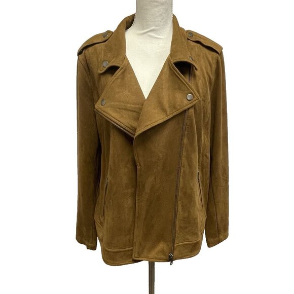 Style & Co Women's  Brown Faux Suede Moto Jacket Size Large - Picture 8 of 16